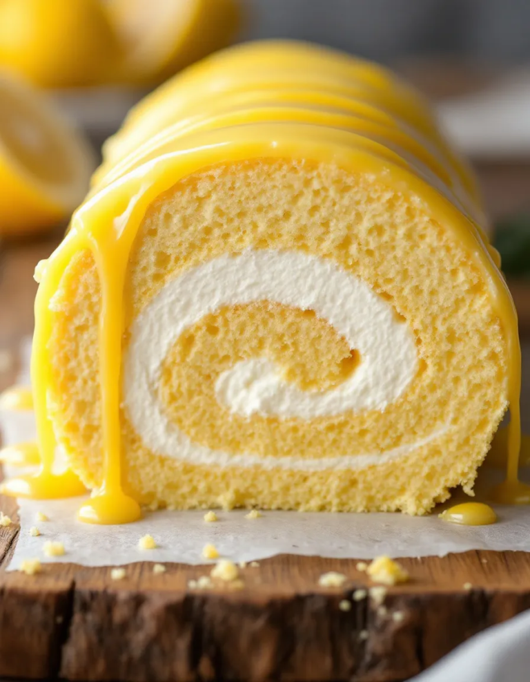 Best Luscious Lemon Cream Roll Cake with Lemon Glaze