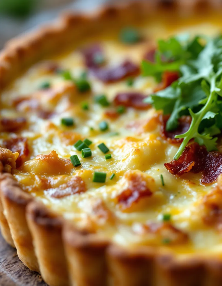 Classic Quiche Lorraine with Flaky Crust and Savory Bacon