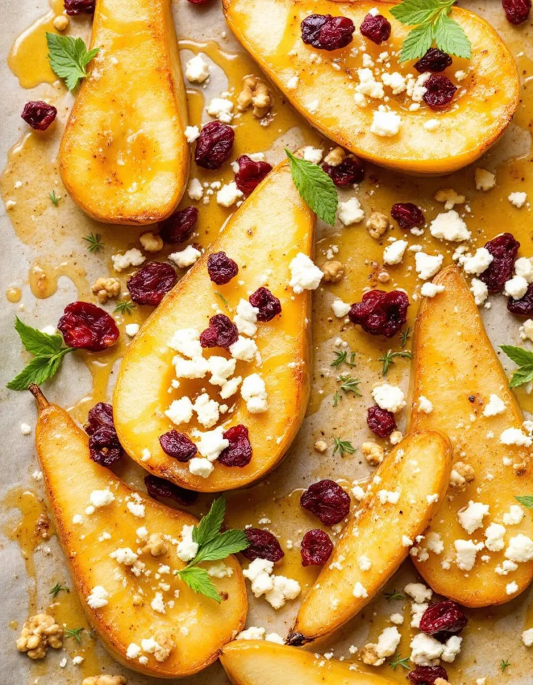 Best Baked Pears with Feta, Honey, and Cranberries