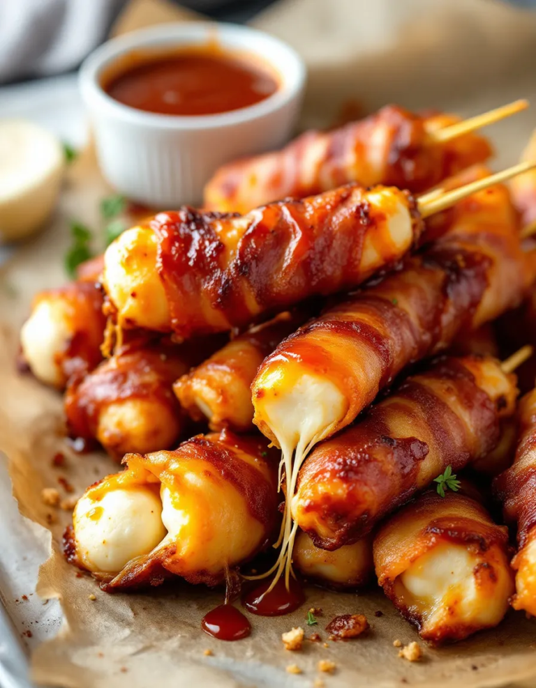 Ultimate BBQ Bacon-Wrapped Mozzarella Sticks Recipe
