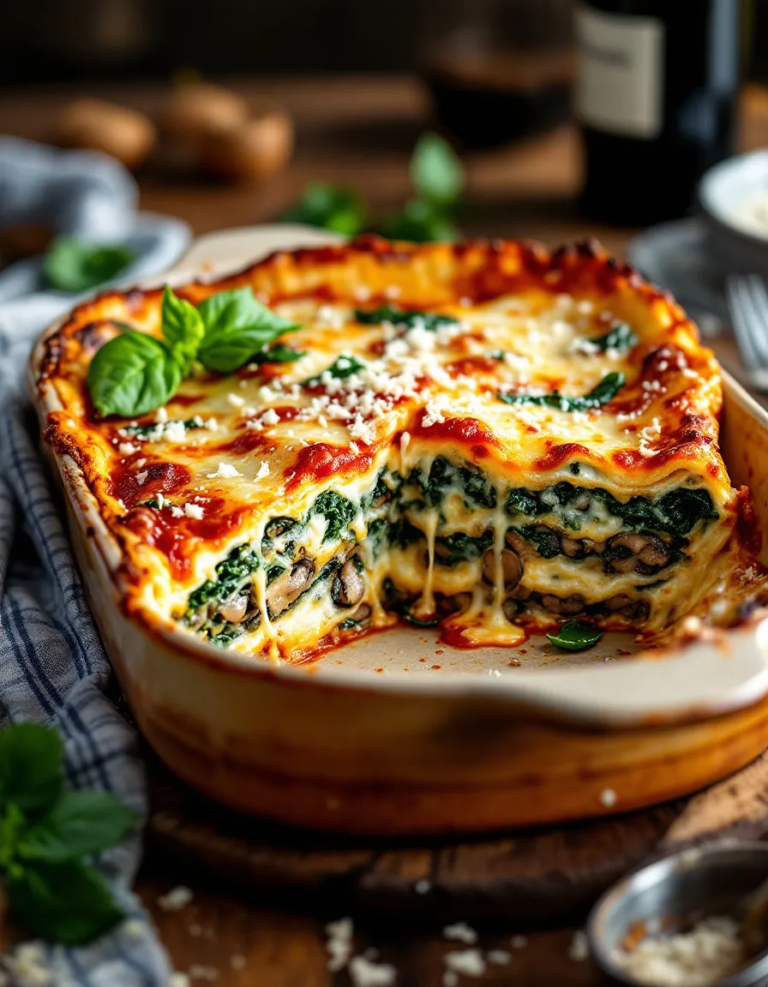Best Creamy Spinach & Mushroom Lasagna Recipe