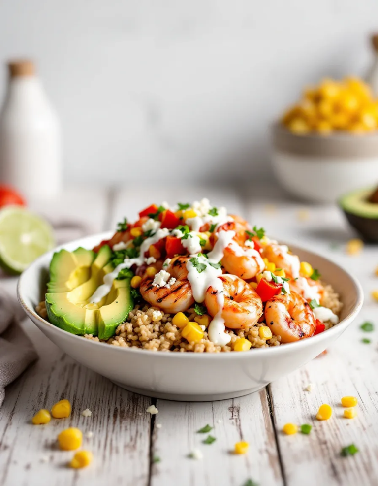 Best Grilled Shrimp Bowl with Avocado & Corn Salsa