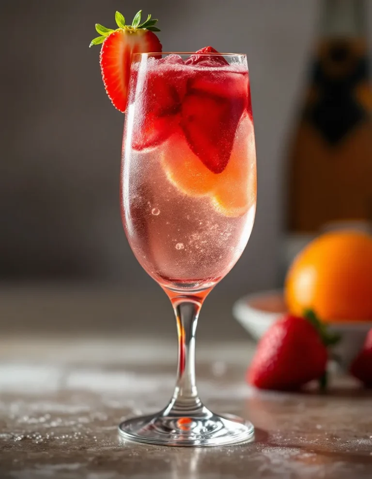 Perfect Sunrise Strawberry Mimosa with Fresh Orange Juice