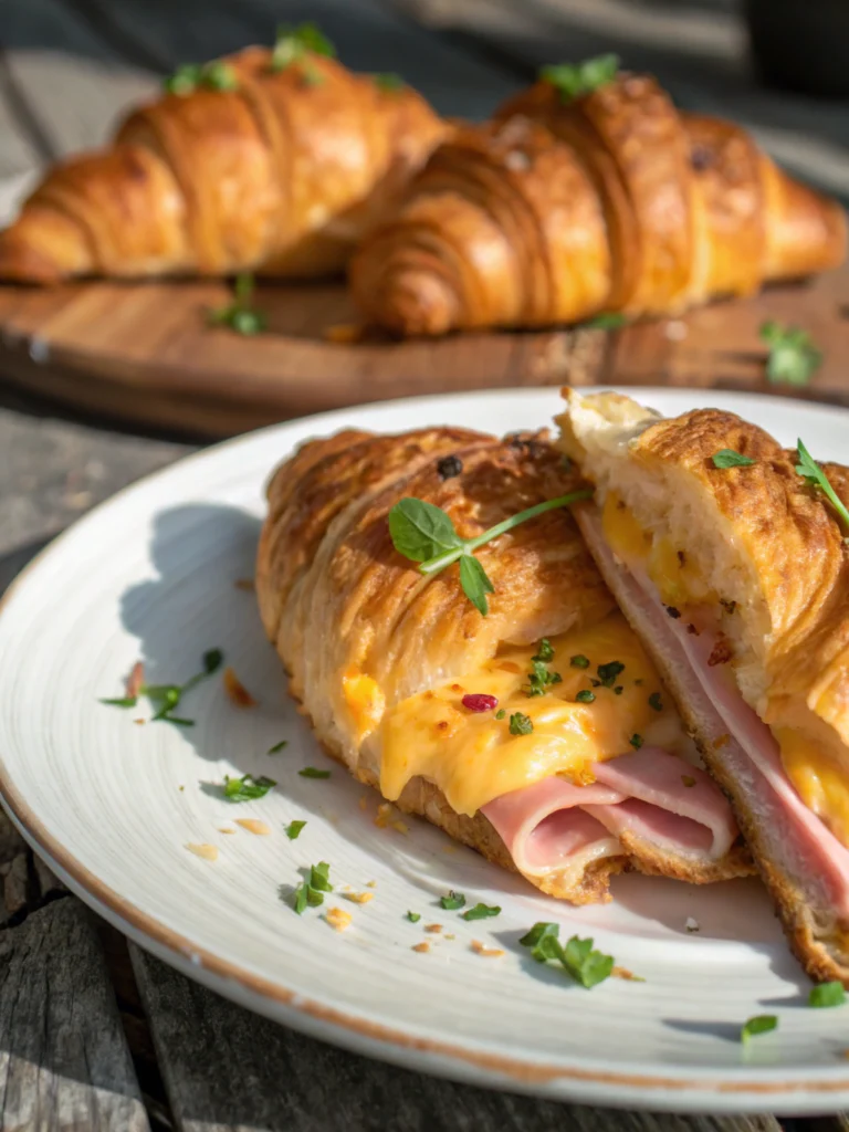 Baked Ham and Cheese Croissants