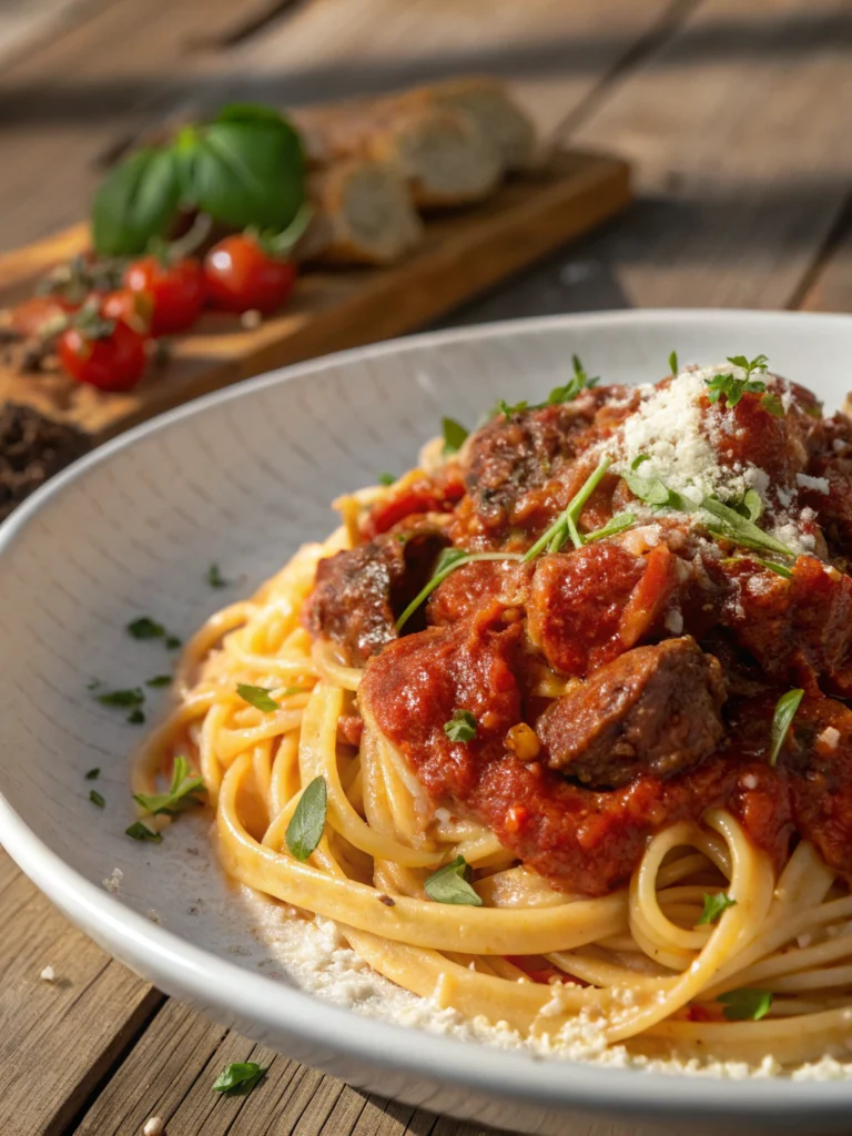 Beef Pasta in Tomato Sauce {Beef Ragu Pasta}