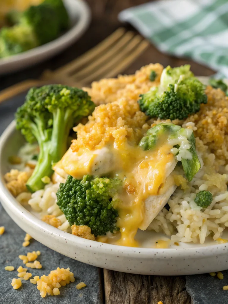 Cheesy Broccoli Chicken and Rice Casserole