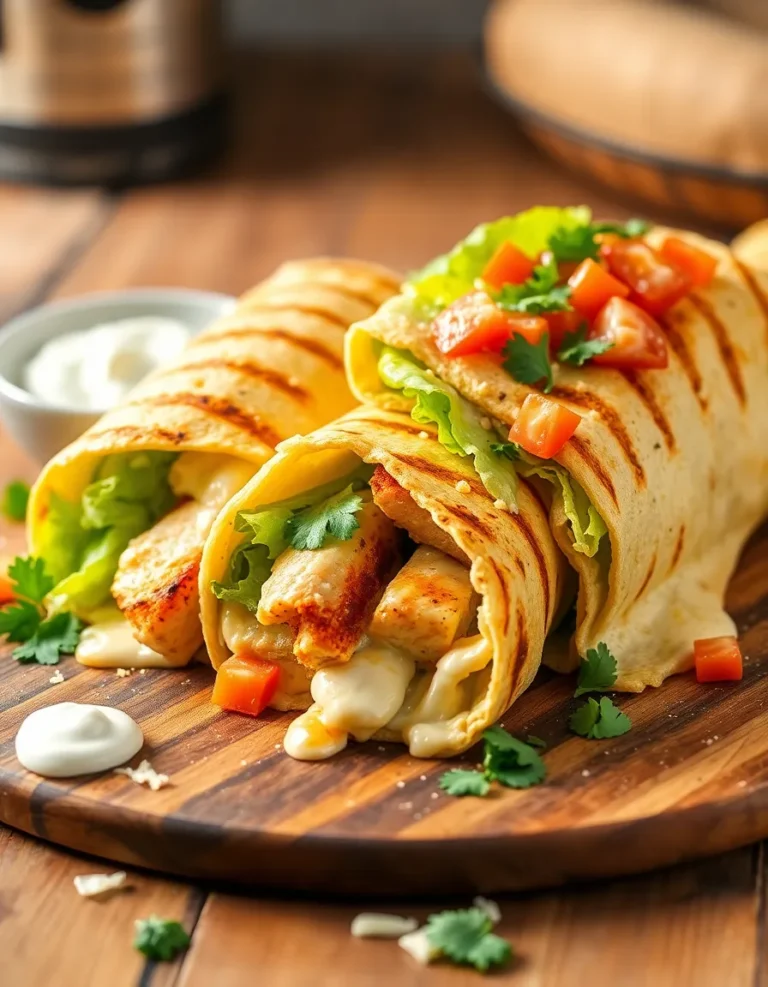 Cheesy Garlic Chicken Wraps