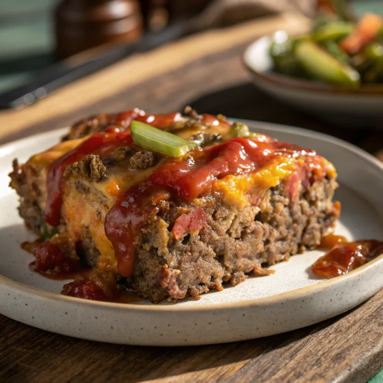 Cheesy Loaded Meatloaf Casserole with Vegetables