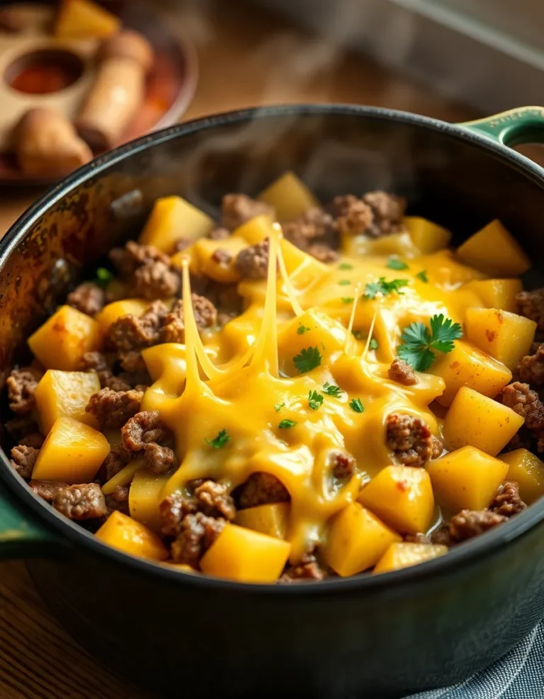 Cheesy One Pot Beef and Potatoes
