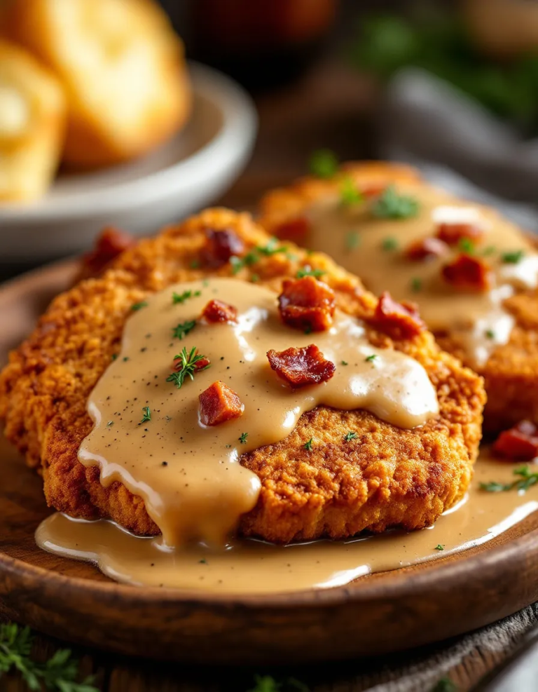 Best Country Fried Pork Chops with Bacon Gravy