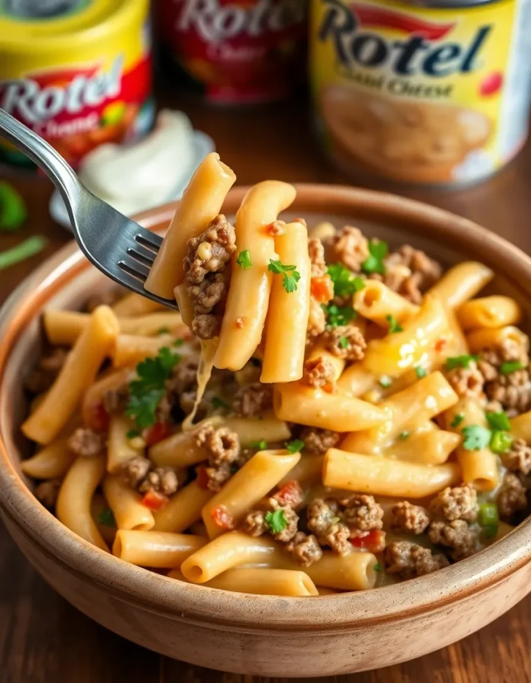 Creamy Rotel Pasta with Ground Beef