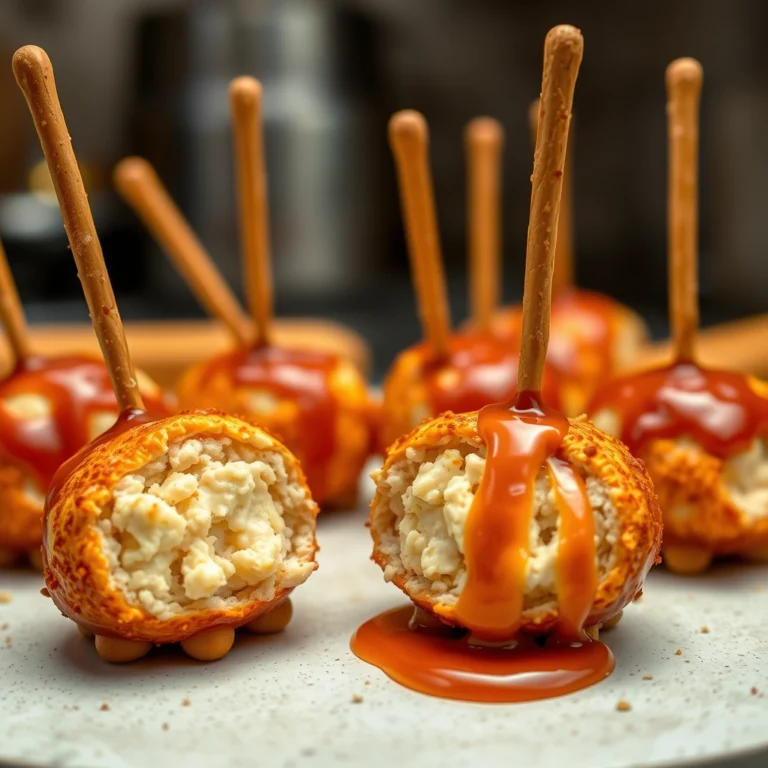 Easy Cracked Out Cheeseball Bites on Pretzel Sticks