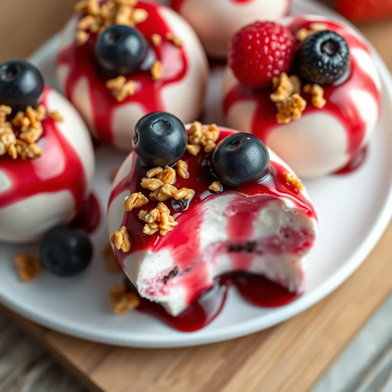 Easy Mixed Berry Frozen Yogurt Bites with Granola