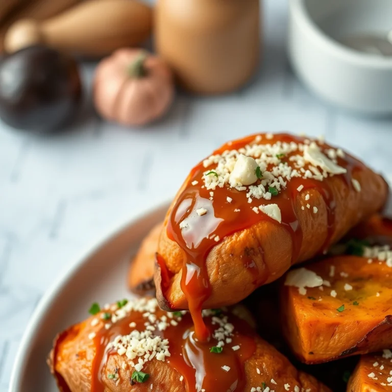 Easy Roasted Sweet Potatoes with Garlic and Parmesan