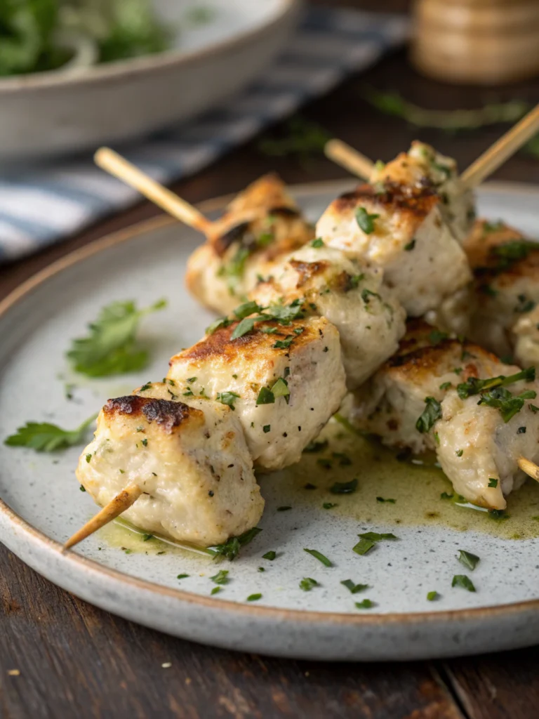 Garlic Parmesan Chicken Skewers