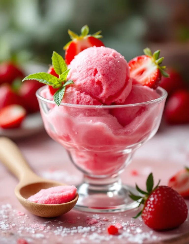 Homemade Strawberry Sorbet – Easy 4-Ingredient Recipe