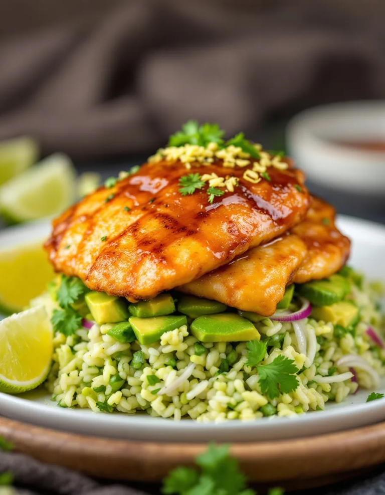 Easy Honey Lime Chicken & Avocado Rice Stack Recipe