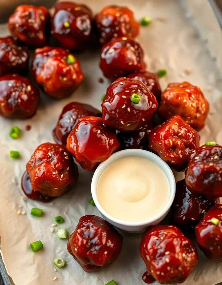 Korean BBQ Meatballs with Spicy Mayo Dip