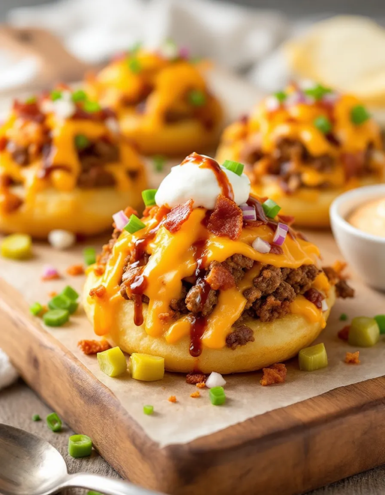 Ultimate Loaded BBQ Bacon Cheeseburger Potato Volcanos