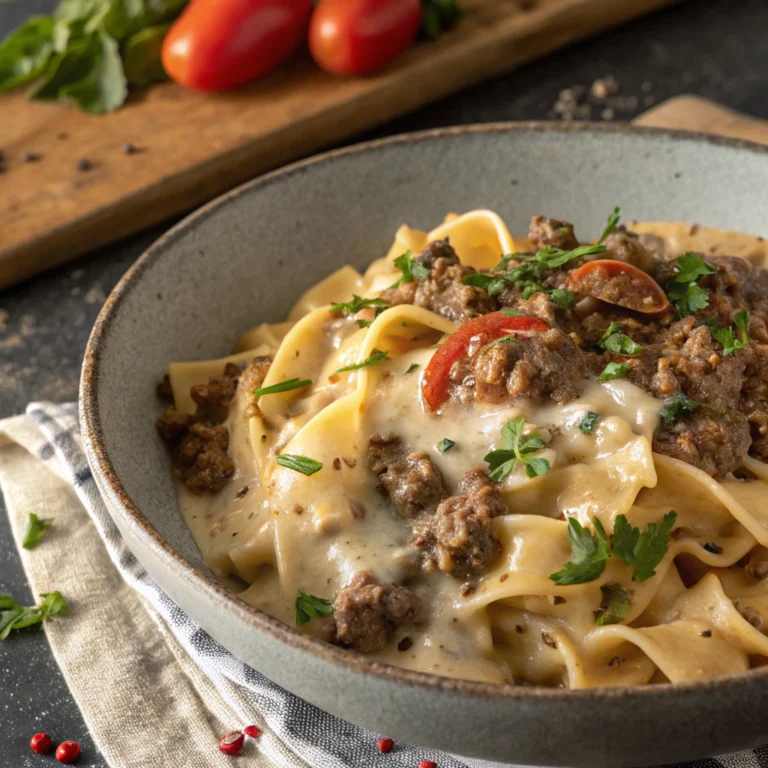 Stovetop Creamy Ground Beef Pasta