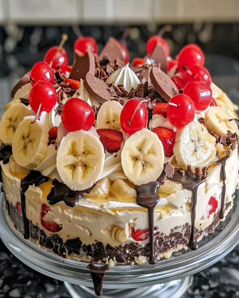 Easy No Bake Banana Split Cheesecake Ready in 30 Minutes