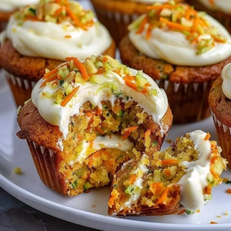 Best Carrot Zucchini Muffins with Cream Cheese Frosting