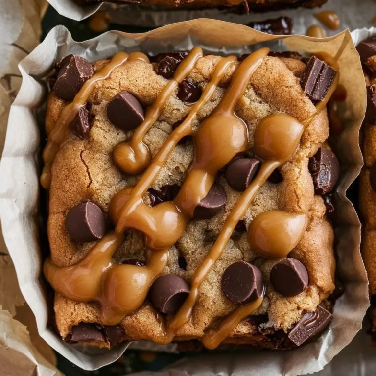 Easy Homemade Salted Caramel Chocolate Chip Cookie Bars