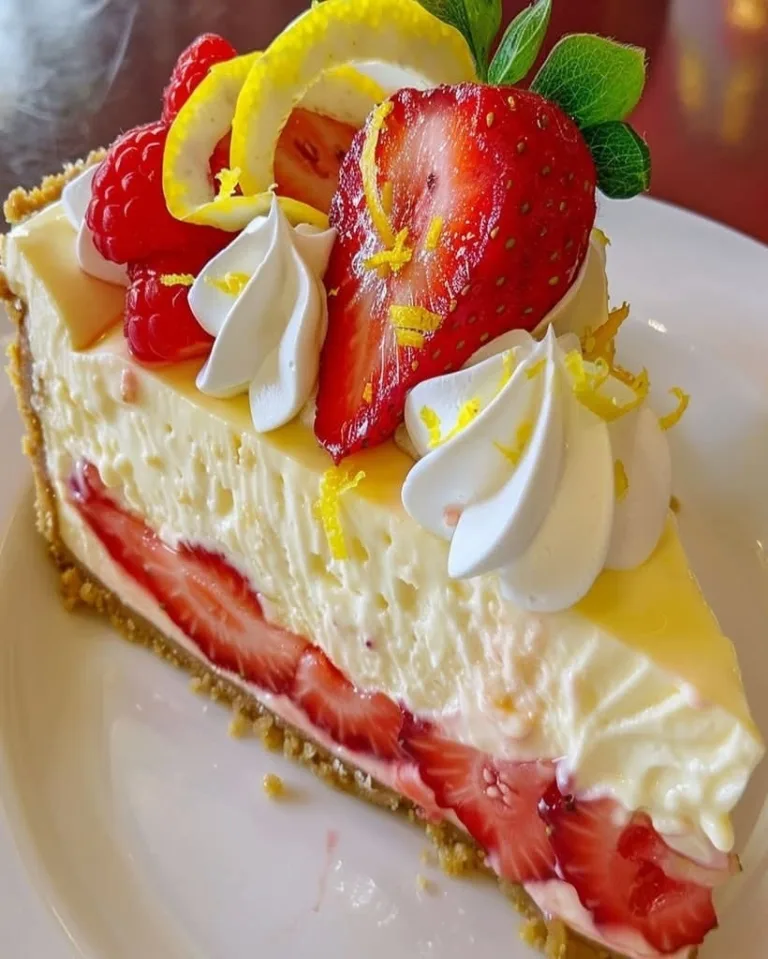 Ultimate Irresistible Lemon Strawberry Cheesecake – No-Bake