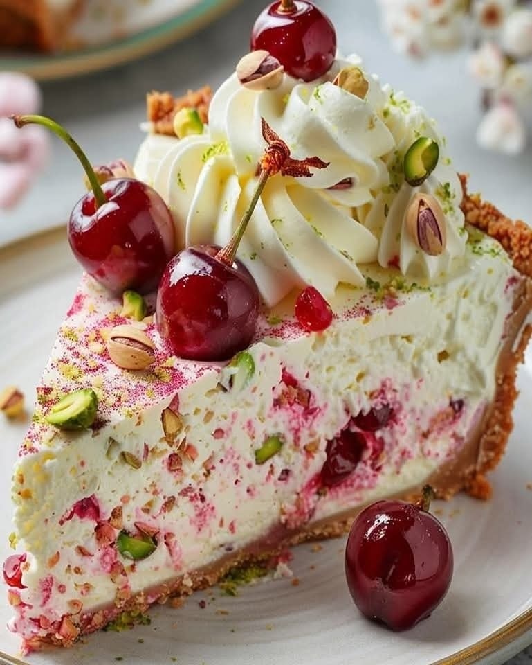 Easy Luscious Lemon-Lime Cherry Pistachio Cheesecake Recipe