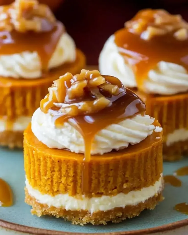 Easy Mini Pumpkin Cheesecake Bites with Caramel Topping