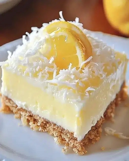 Easy No Bake Lemon Coconut Cheesecake Bars Ready in 30 Minutes