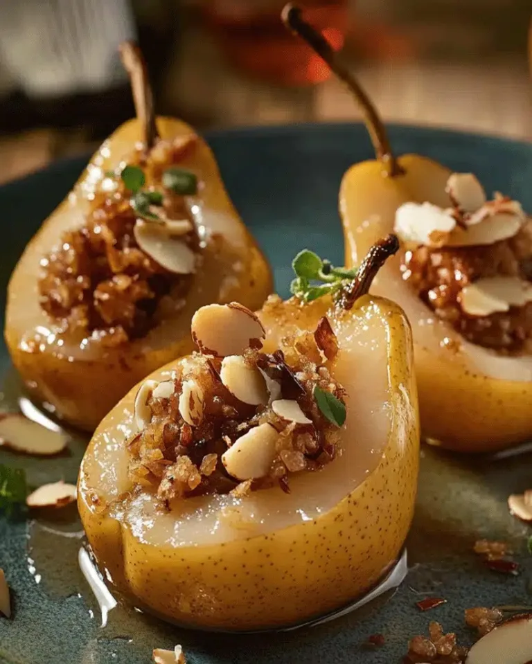 Easy Stuffed Pears with Almond & Ginger Filling Recipe