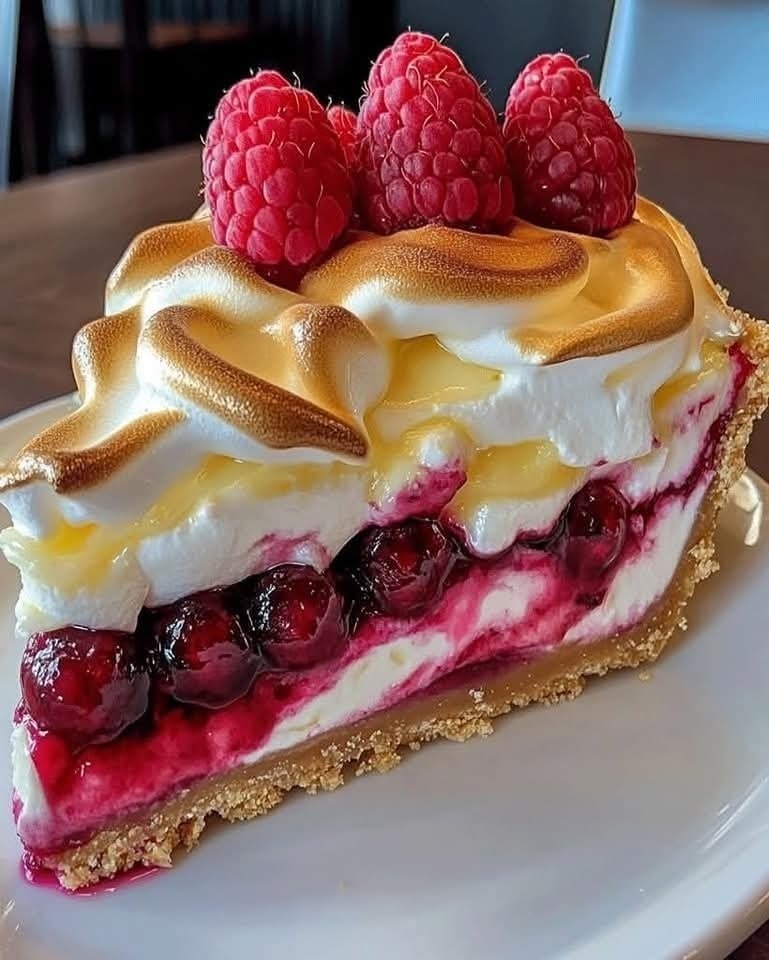 Ultimate Heavenly Lemon Raspberry Meringue Cheesecake – No-Bake