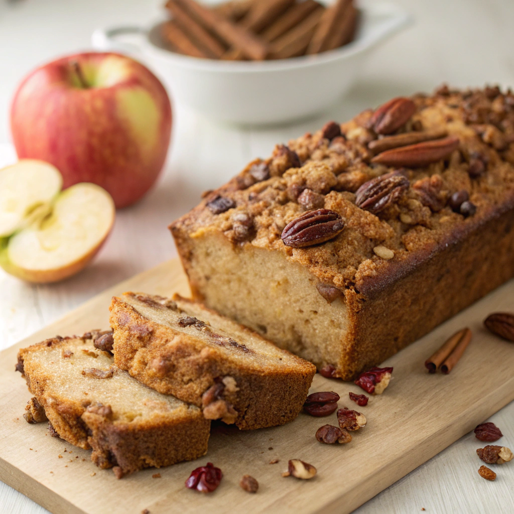 Apple Bread with Cinnamon Pecan Crunch finished