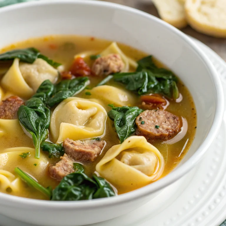 Autumn Soup – Sausage Tortellini Soup with Spinach