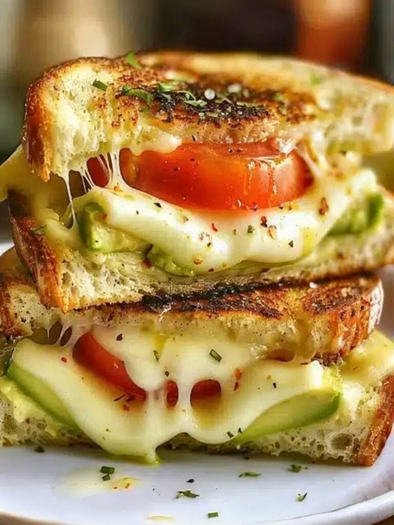 Avocado, Mozzarella, and Tomato Grilled Cheese Recipe