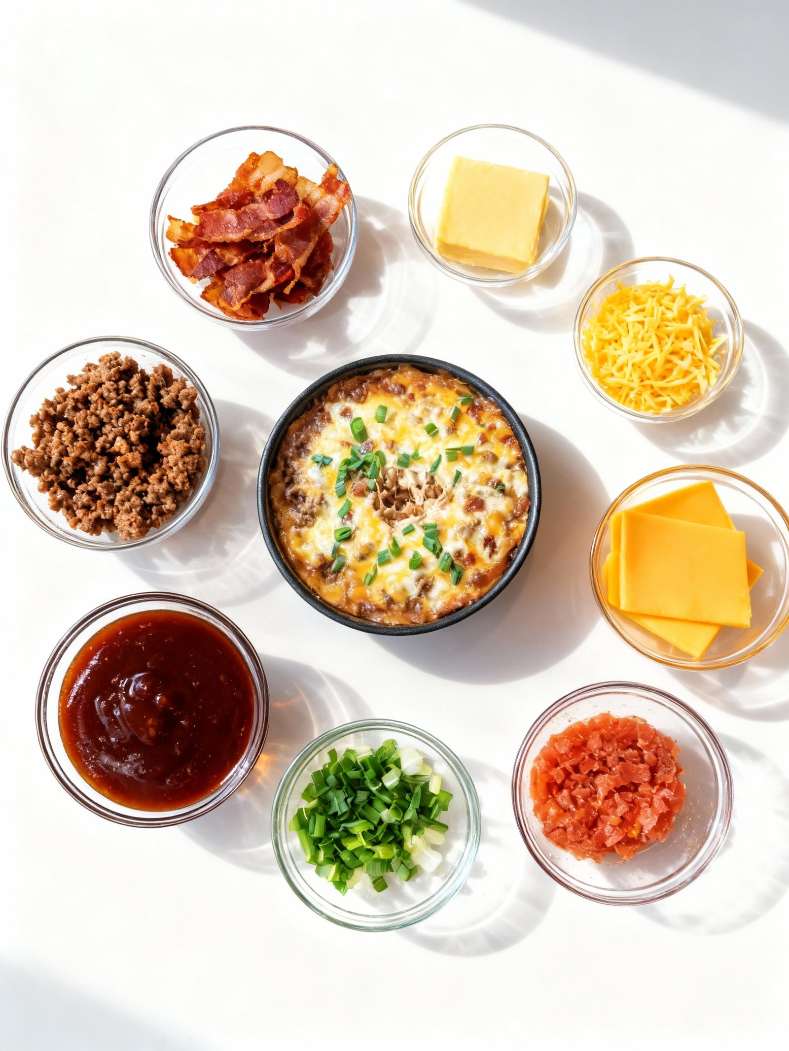 Bourbon BBQ Bacon Cheeseburger Dip ingredients