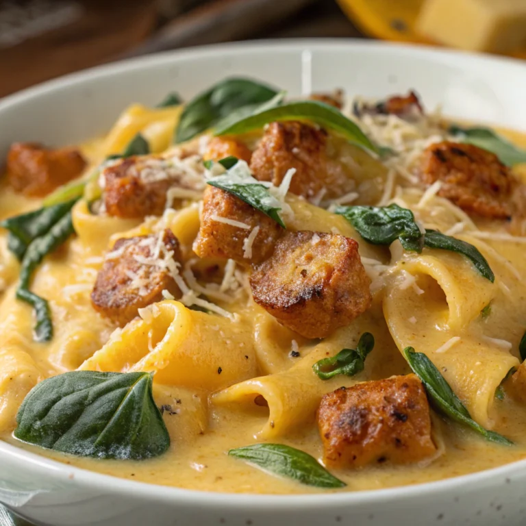 Creamy Butternut Squash Pasta with Sausage and Spinach