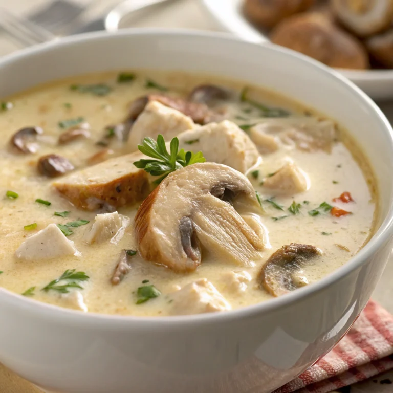 CREAMY CHICKEN AND MUSHROOM SOUP