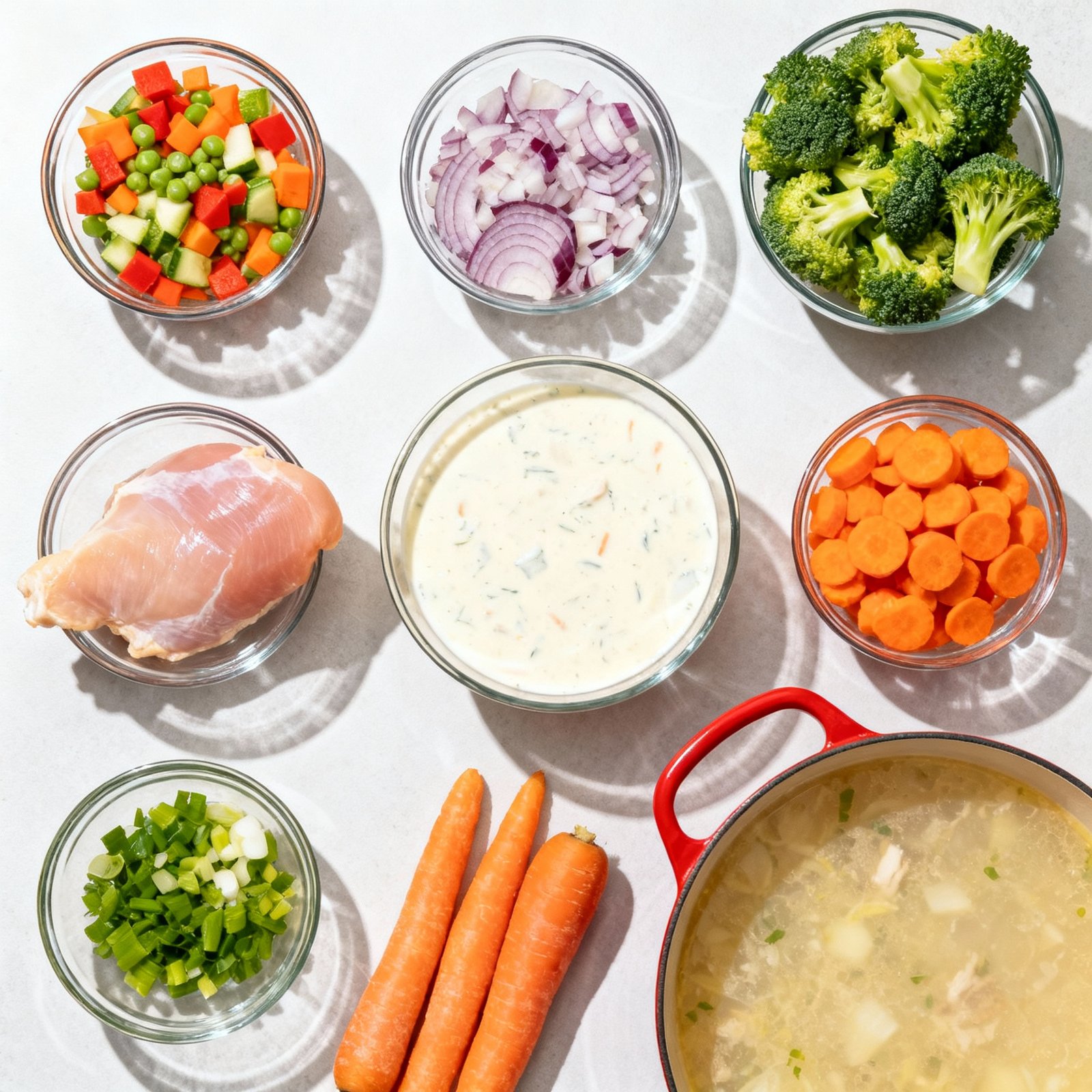 Creamy Chicken Soup with Vegetables | Hearty & Nutritious Fall Recipes ingredients
