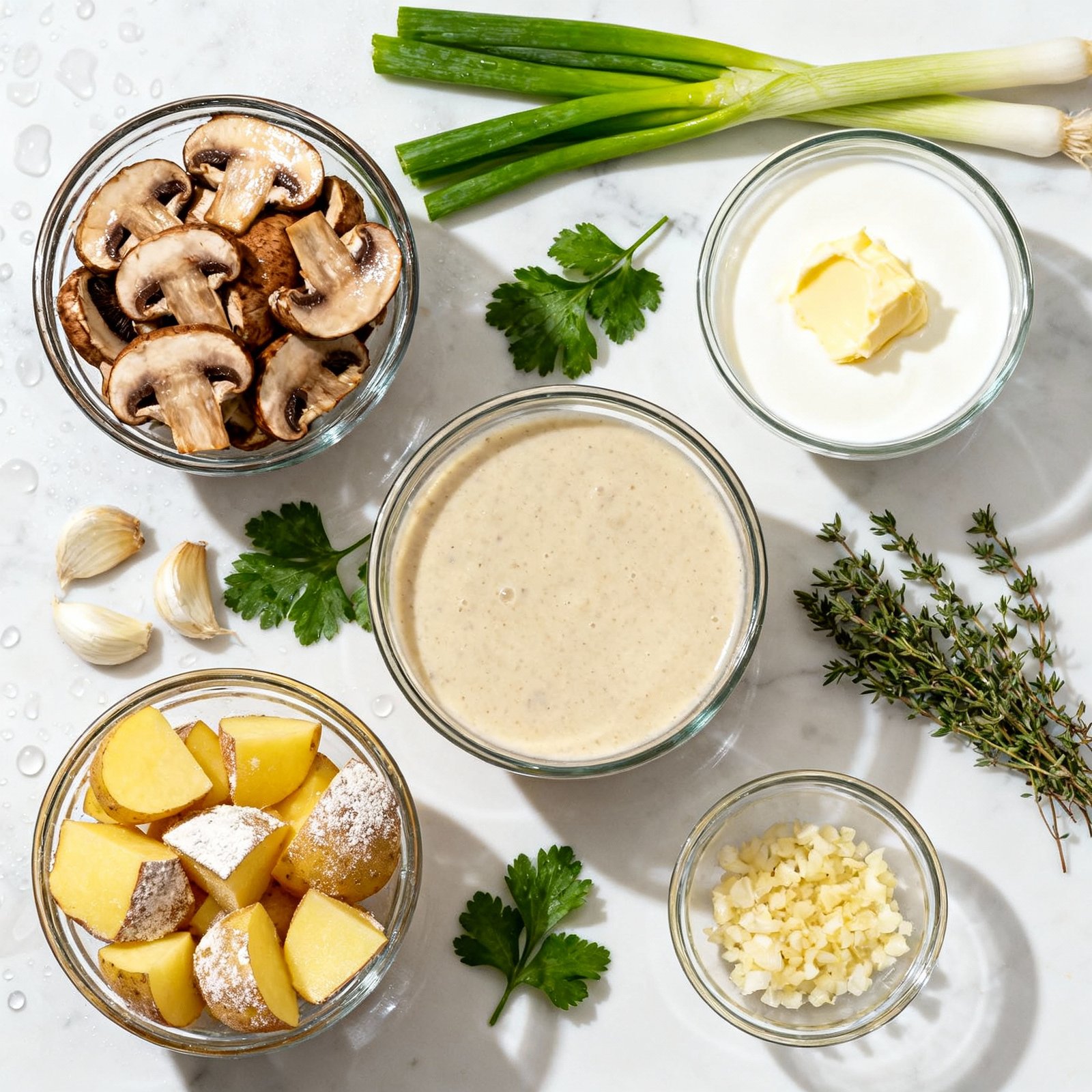 Creamy Mushroom Potato Soup for Cozy Nights ingredients