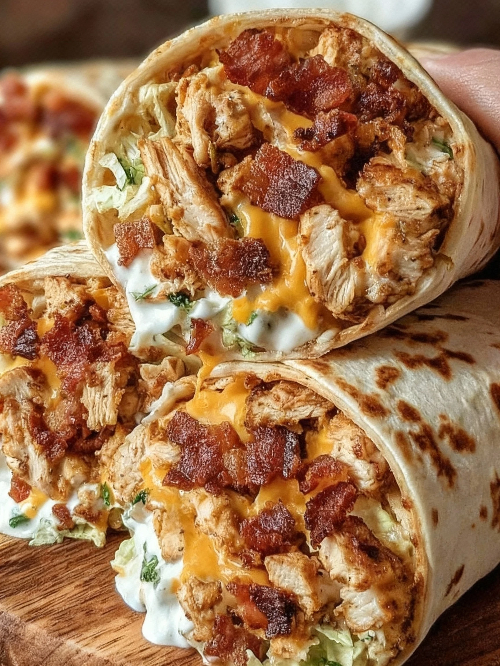 Crispy Bacon Chicken Ranch Wraps finished