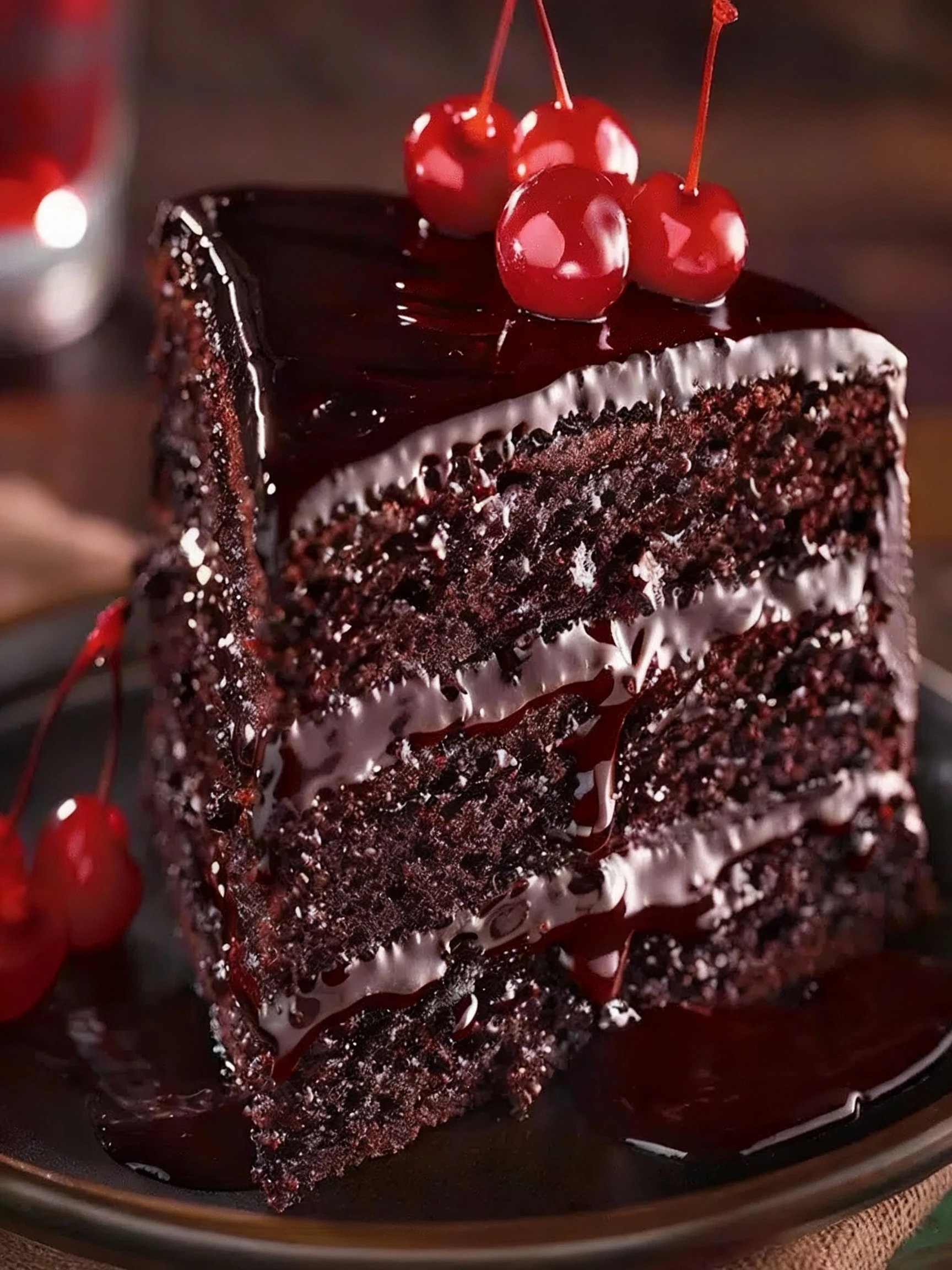Decadent Chocolate Cherry Cake Recipe finished