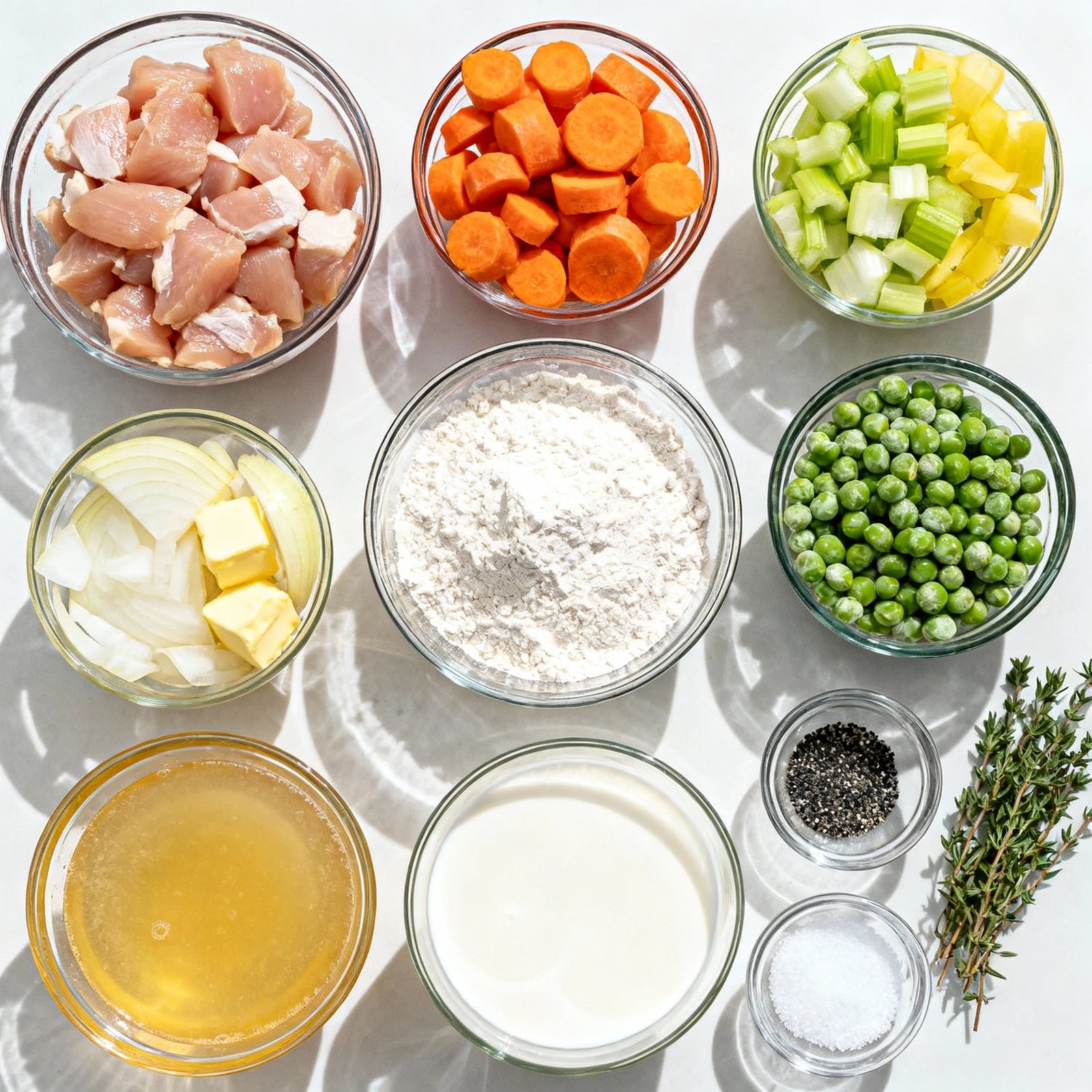 Easy Creamy Chicken Pot Pie Soup ingredients