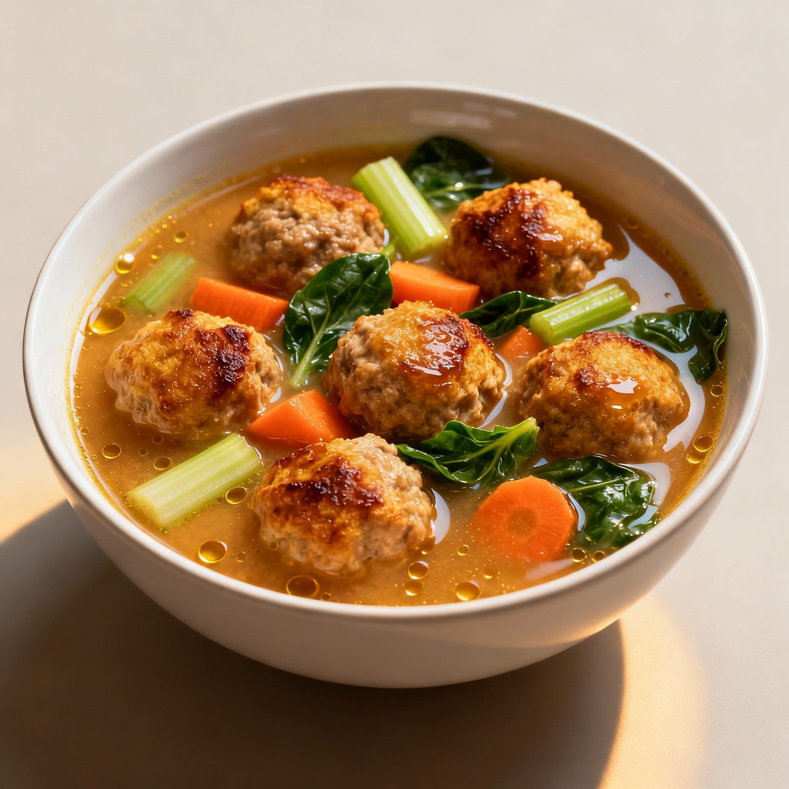 Easy Creamy Meatball Soup with Vegetables Recipe for Comforting Flavor finished