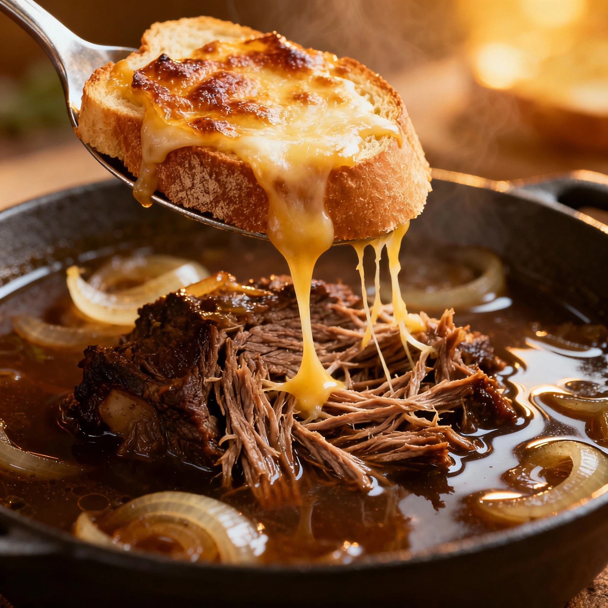 French Onion Beef Short Rib Soup finished