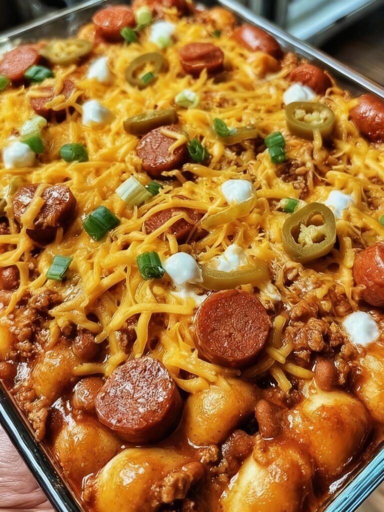 Fully Loaded Classic Chili Cheese Dog Casserole Recipe