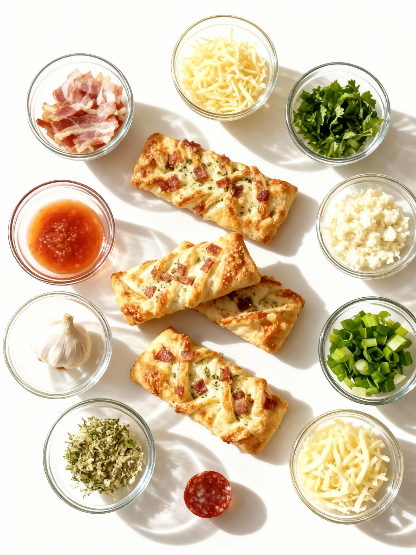 Garlic Butter Bacon Alfredo Pizza Twists ingredients