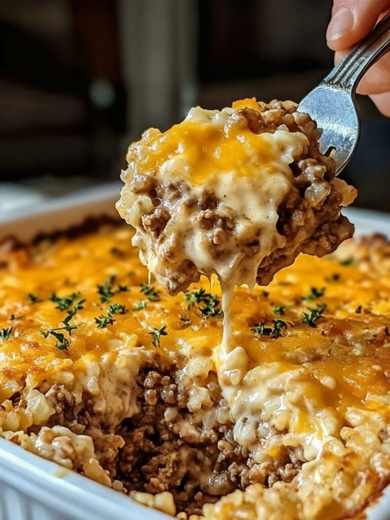 Hearty Beef and Rice Casserole with Creamy Recipe