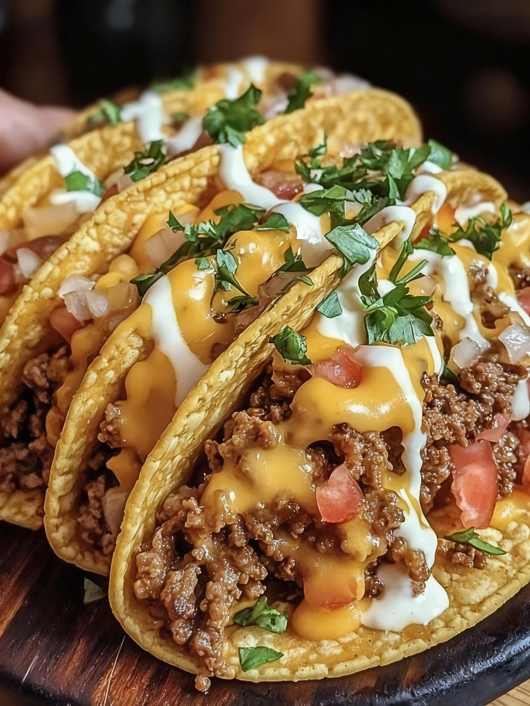 Loaded Taco Shells with Creamy Cheese Sauce finished